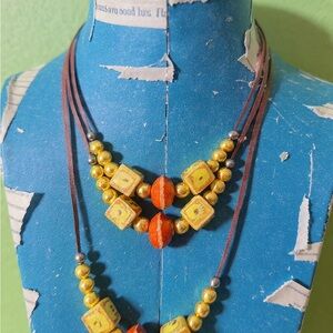 Artisan Yellow and Orange Beaded Necklace